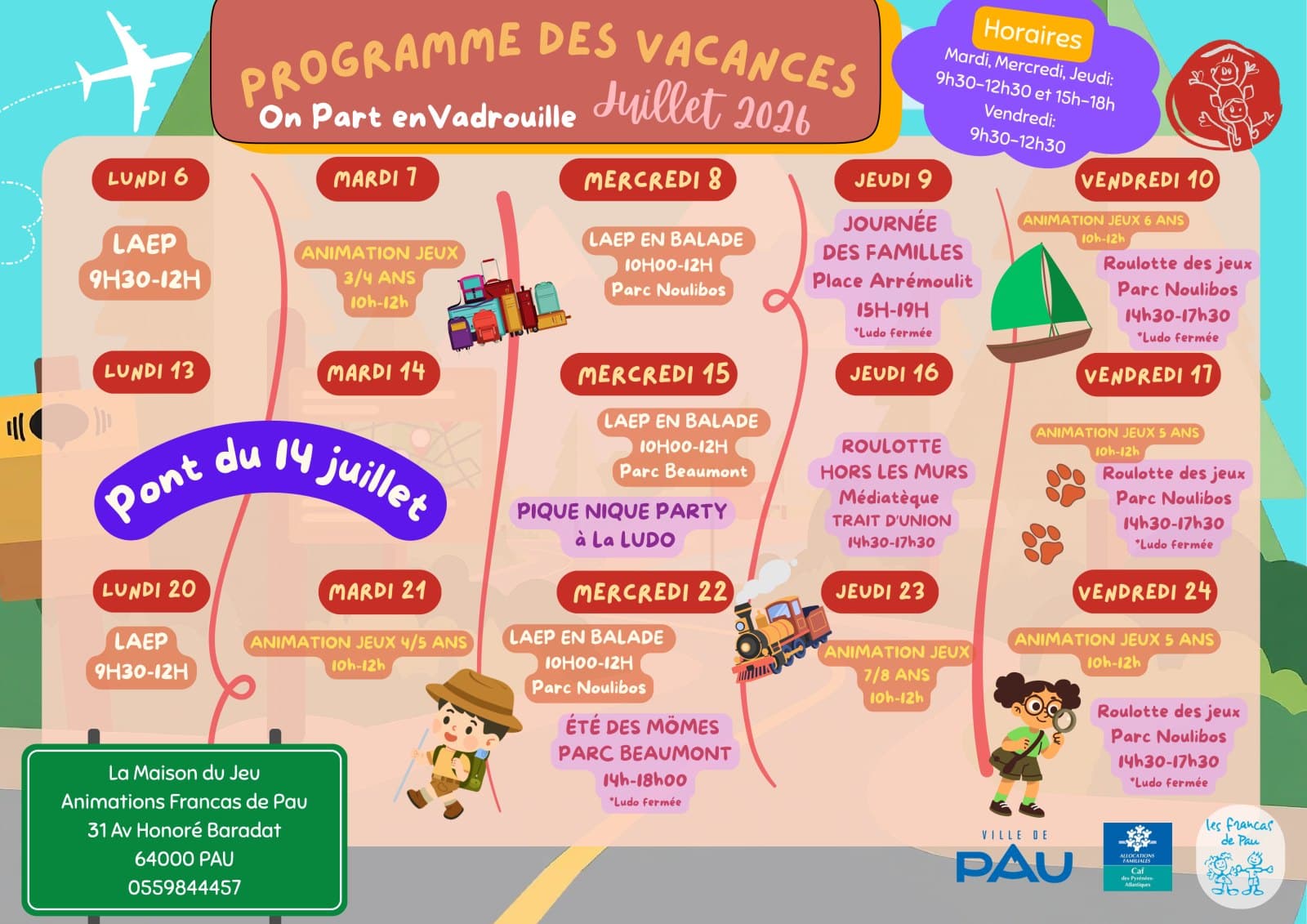 Programme des vacances de la ludothèque — Animations Francas de Pau